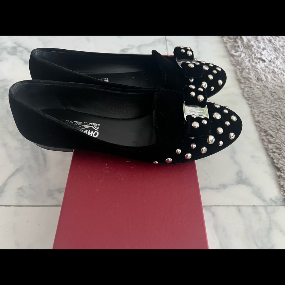 Black Salvatore ferragamo ballet shoes
